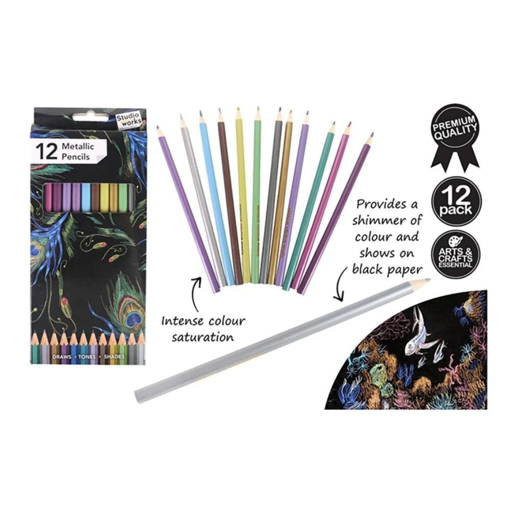 12pc Studio Works Metallic Artists Pencils 12 Assorted Colors