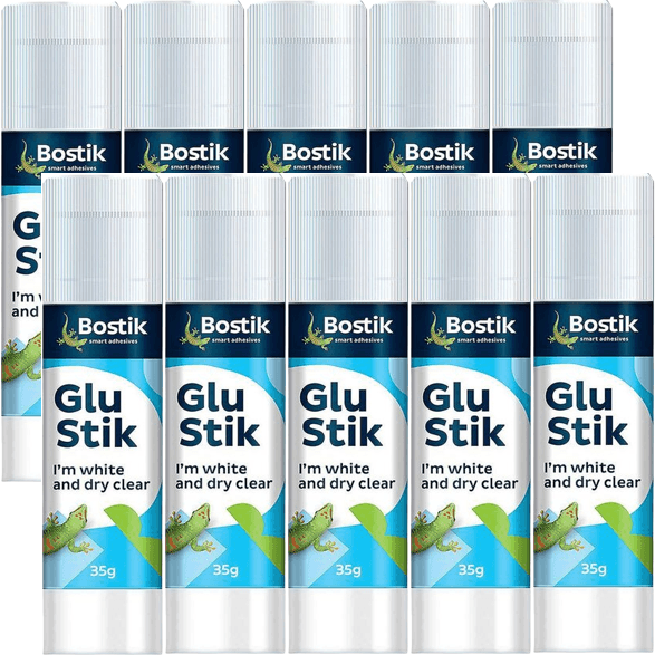 10 Pack Bostik Glue Sticks Clear 35g Glue White Dries Clear