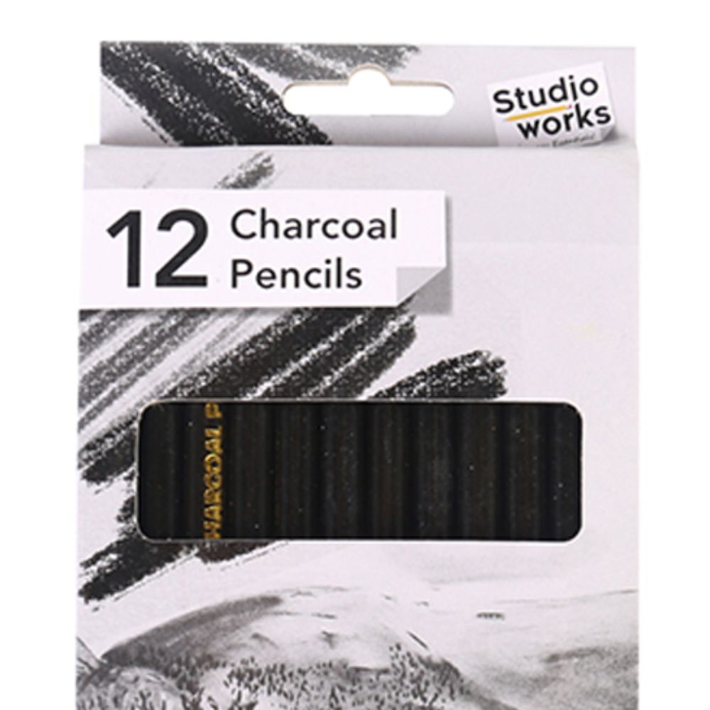 12pc Studio Works High Quality Charcoal Artists Deep Tone Pencils