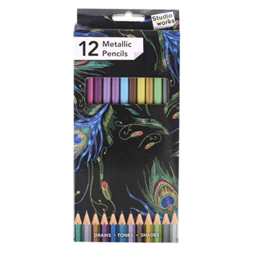 12pc Studio Works Metallic Artists Pencils 12 Assorted Colors