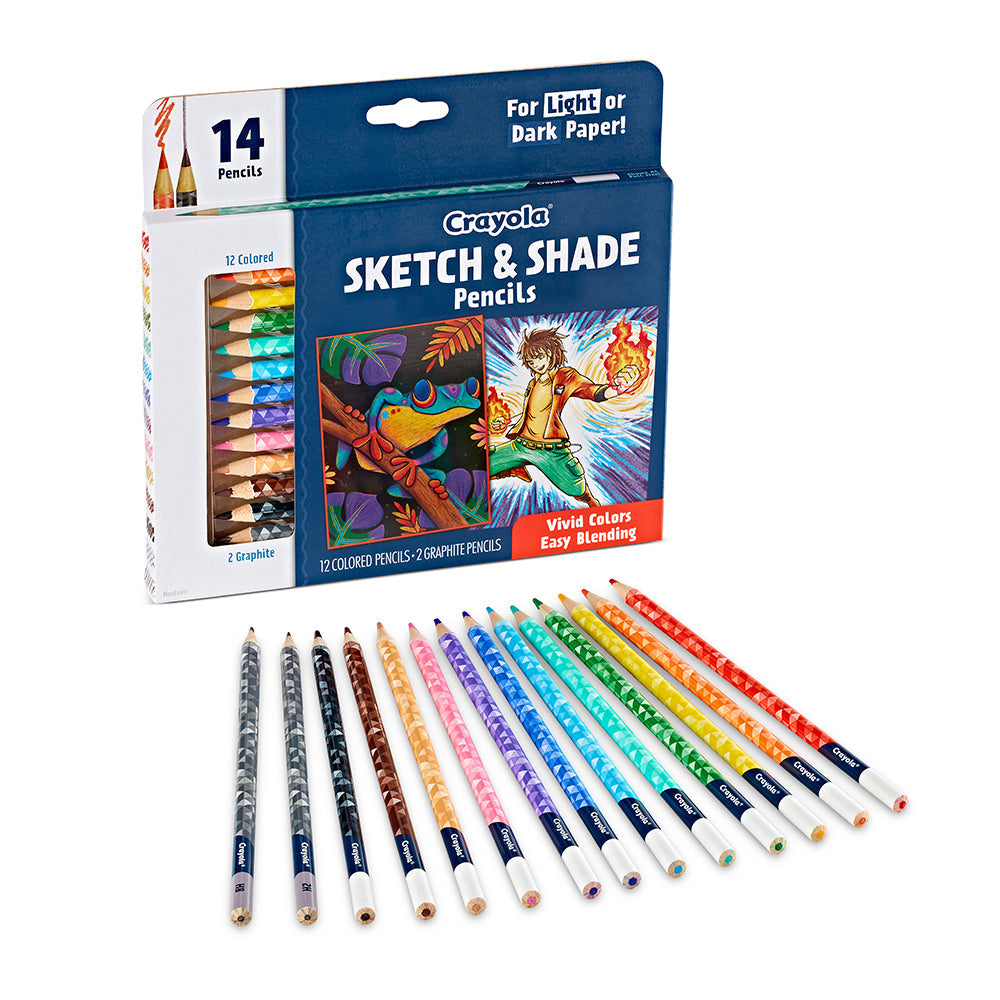 14pc Crayola Kids/Childrens Creative Sketch & Shade Pencils 96m+