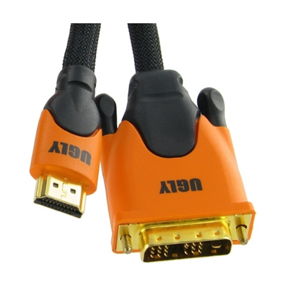 1.5m Ugly HDMI to DVI Digital Video Converter Cable 28 AWG Gold Plated OFC